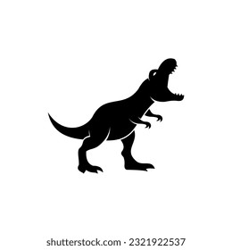 dinosaur icon illustration design, angry t-rex silhouette logo