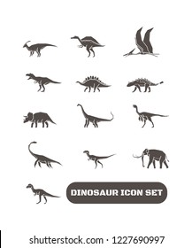 Dinosaur Icon Set With Grey Colour Vector