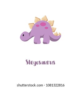 Dinosaur icon (stegosaurus) in flat style for designing dino party, children holiday, dinosaurus related materials. For card, poster, banner, logo, icon. Jurassic park theme. 