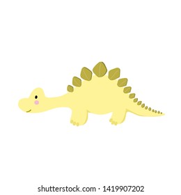 Dinosaur icon (stegosaurus) in flat style for designing dino party, children holiday, dinosaurus related materials. 