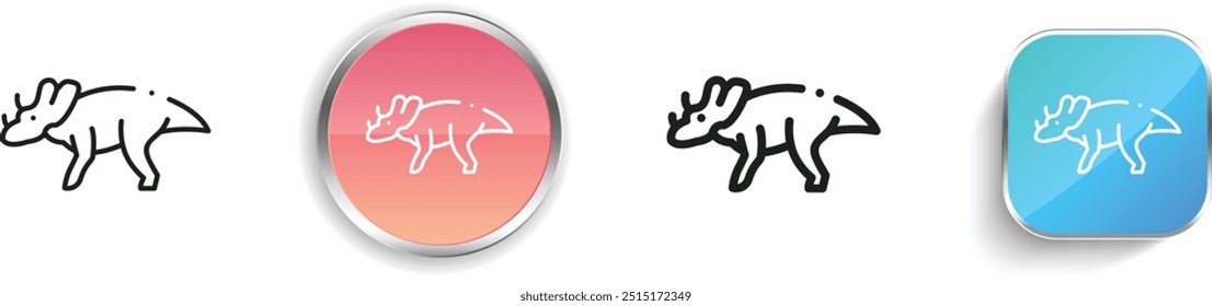 ícone do dinossauro. Design fino, linear, regular e estilo botão isolado no fundo branco