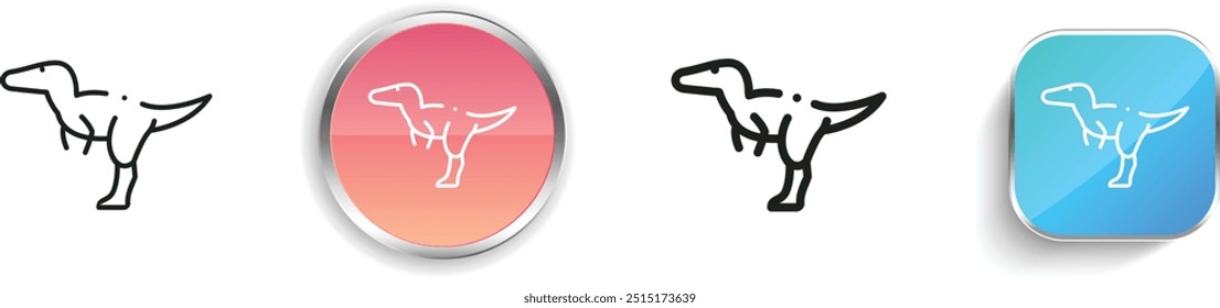 ícone do dinossauro. Design fino, linear, regular e estilo botão isolado no fundo branco