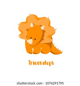 Icono de dinosaurio (triceratops) en estilo plano para el diseño de la fiesta del dino, vacaciones para niños, materiales relacionados con el dinosaurio. Para tarjeta, afiche, banner, logo, icono. Tema del parque Jurásico. 