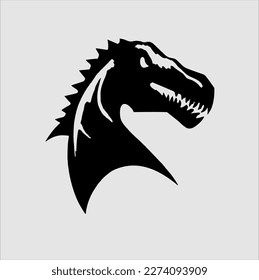 Dinosaur icon. Triceratops or T-rex vector silhouette, dinoasurus logo illustration.