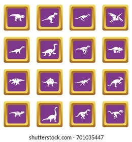 Dinosaur icons set in purple color isolated vector illustration for web and any design