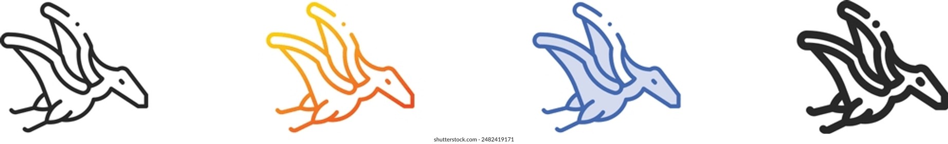 dinosaur icon.Thin Linear, Gradient, Blue Stroke and bold Style Design Isolated On White Background