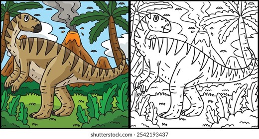 Dinosaur Iguanodon Coloring Page Illustration
