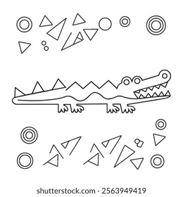 dinosaur illustration, cartoon dino collection. Hand drawn line dino for kids
