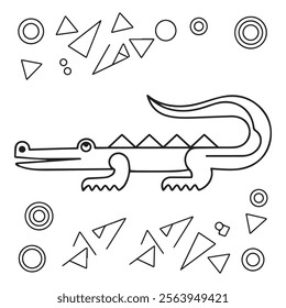 dinosaur illustration, cartoon dino collection. Hand drawn line dino for kids
