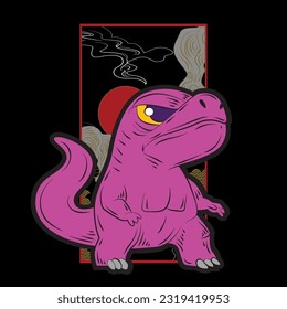 dinosaur illustration with japanese style for kaijune event, notebook, logo