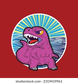 dinosaur illustration with japanese style for kaijune event, notebook, logo