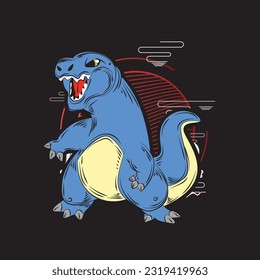 dinosaur illustration with japanese style for kaijune event, notebook, logo
