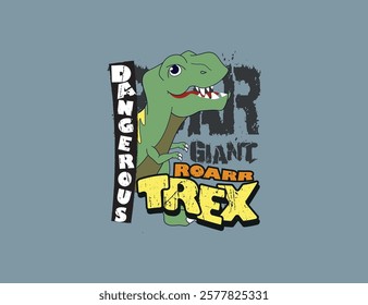 Dinosaur illustration for print on t shirt slogan roar, grunge text