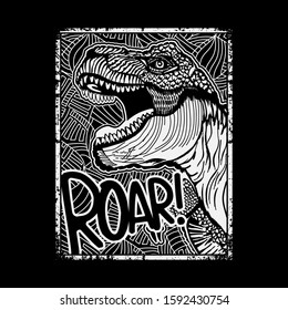 Dinosaur illustration, roar typography, tee shirt graphics, vectors