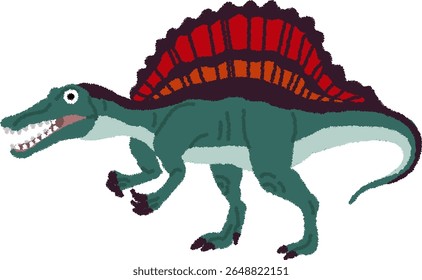 Dinosaur illustration.The Spinosaurus is a large carnivorous dinosaur that lived during the Late Cretaceous Period.