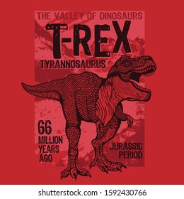 Dinosaur illustration, tee shirt graphics, vectors, T Rex typography
