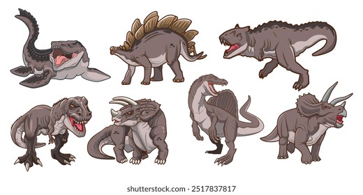 dinosaur illustration vector design set