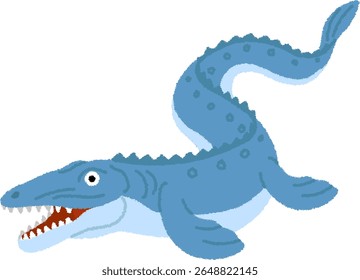 Ilustração de dinossauro.Mosasaurus é um réptil marinho gigante que viveu durante o Período Cretáceo Tardio e acredita-se que esteja intimamente relacionado com lagartos monitores modernos.