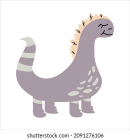 Dinosaur isolated on white background.Predatory extinct lizard in flat style for kids or baby textiles. Vector illustration.