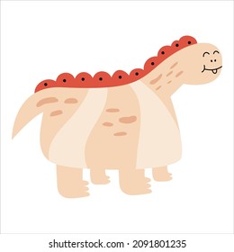 Dinosaur isolated on white background.Predatory extinct lizard in flat style for kids or baby textiles. Vector illustration.