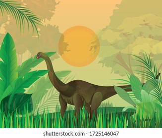 dinosaur in jungle forest vector design
