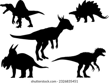 Dinosaur jurassic dino silhouette isolated illustration vector 