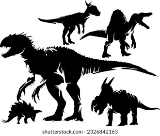 Dinosaur jurassic wild animals silhouette isolated illustration 
