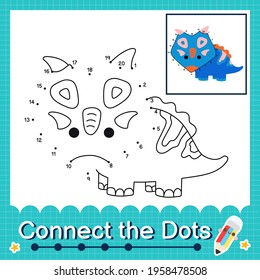 Dinosaur Kids connect the dots worksheet for children counting number 1 to 20 The Xenoceratops