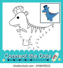 Dinosaur Kids connect the dots worksheet for children counting number 1 to 20 The Lambeosaurus