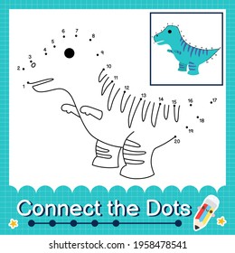 Dinosaur Kids connect the dots worksheet for children counting number 1 to 20 The Iguanodon