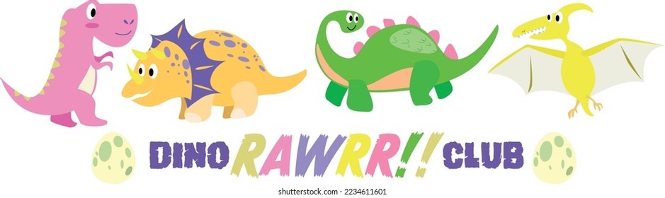 Dinosaur for kids design vector art part sticker