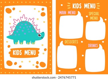 Dinosaur Kids Menu Pattern Vector Illustration