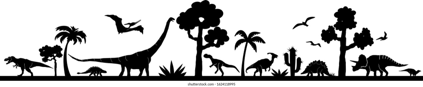 Dinosaur Landscape Wildlife Vector Silhouette