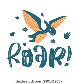 Dinosaur Lettering Quotes For Printable Poster, Tote Bags, Mugs, Wall Decor, Baby Room Design, and T-Shirt Design. Kids Shirt Design With DInosaur Illustration.