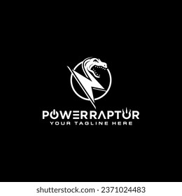 Dinosaur and lightning bolt graphic symbol design for energy and power concepts