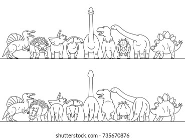 Dinosaur Line Art Border