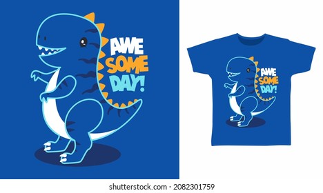 Dinosaur line art cartoon tshirt designs