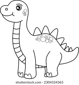 Dinosaur line art vector for coloring page