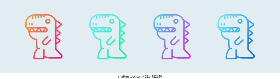 Dinosaur line icon in gradient colors  Jurassic signs vector illustration 