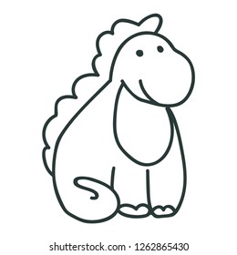 Dinosaur line style icon. Vector hand drawn illustration for greeting card, kids wear, t shirt, stickers, posters design.