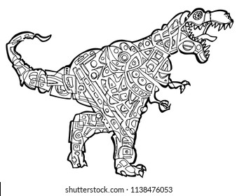Dinosaur linnert illustration for coloring book