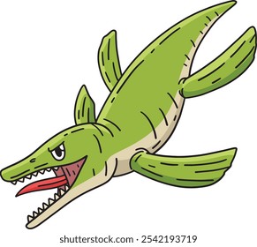 Dinosaur Liopleurodon Cartoon Colored Clipart