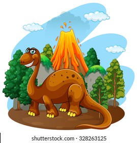 Dinosaur living in the jungle  illustration