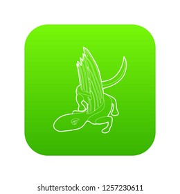 Dinosaur lizard icon green vector isolated on white background