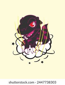 dinosaur llustration design for sukajan is mean japan traditional cloth or t-shirt with digital hand drawn Embroidery Men T-shirts Summer Casual Short Sleeve Hip Hop T Shirt Streetwear