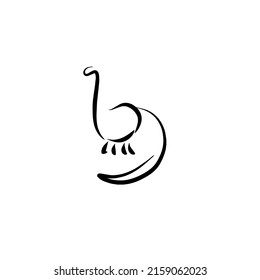 Dinosaur logo black and white, vector illustration
