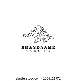 dinosaur logo cartoon icon design template black modern isolated vector illustration