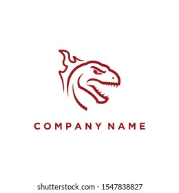 the dinosaur logo with fire