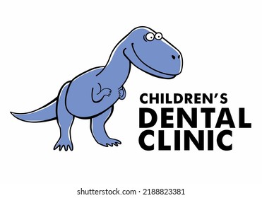 The dinosaur logo. Funny cute Tyrannosaurus. A blank for a children's dental clinic