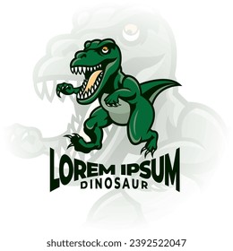 Dinosaur logo illustration design, Raptor roaring angry logo mascot design, t-rex dinosaur icon